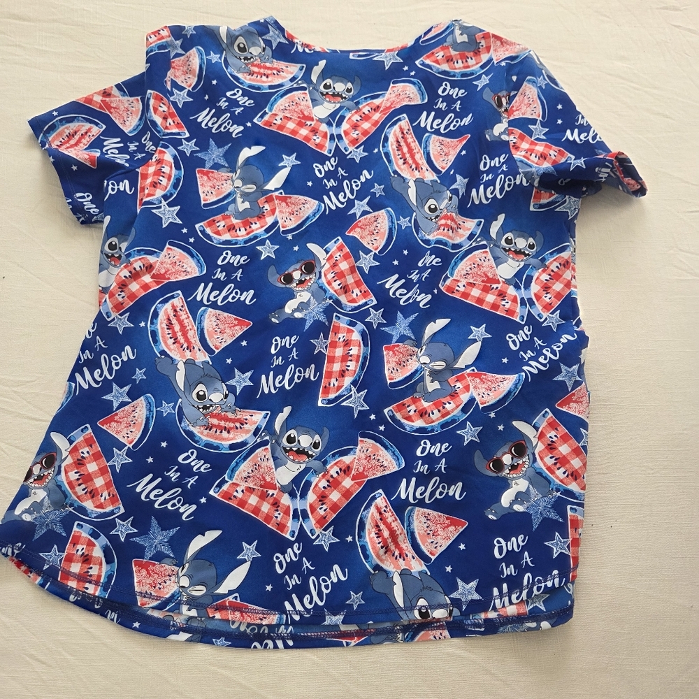 Disney Scrub Tops Bundle XL Little Mermaid Lilo & Stitch Shirts Womens Ariel - Picture 6 of 15